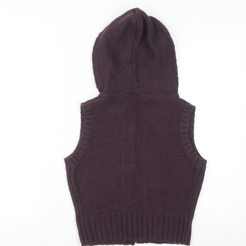 New Look Women's Purple Hooded Cable Knit Button Vest UK 10