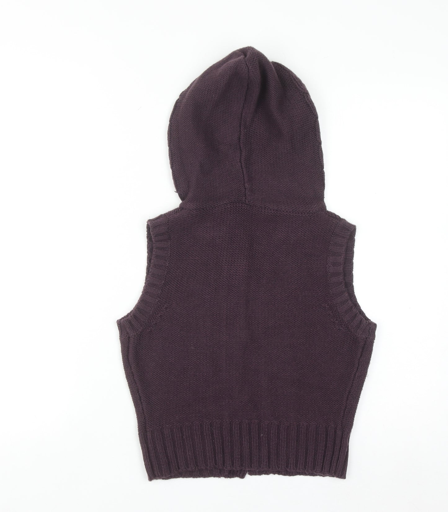 New Look Women's Purple Hooded Cable Knit Button Vest UK 10