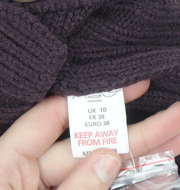 New Look Women's Purple Hooded Cable Knit Button Vest UK 10
