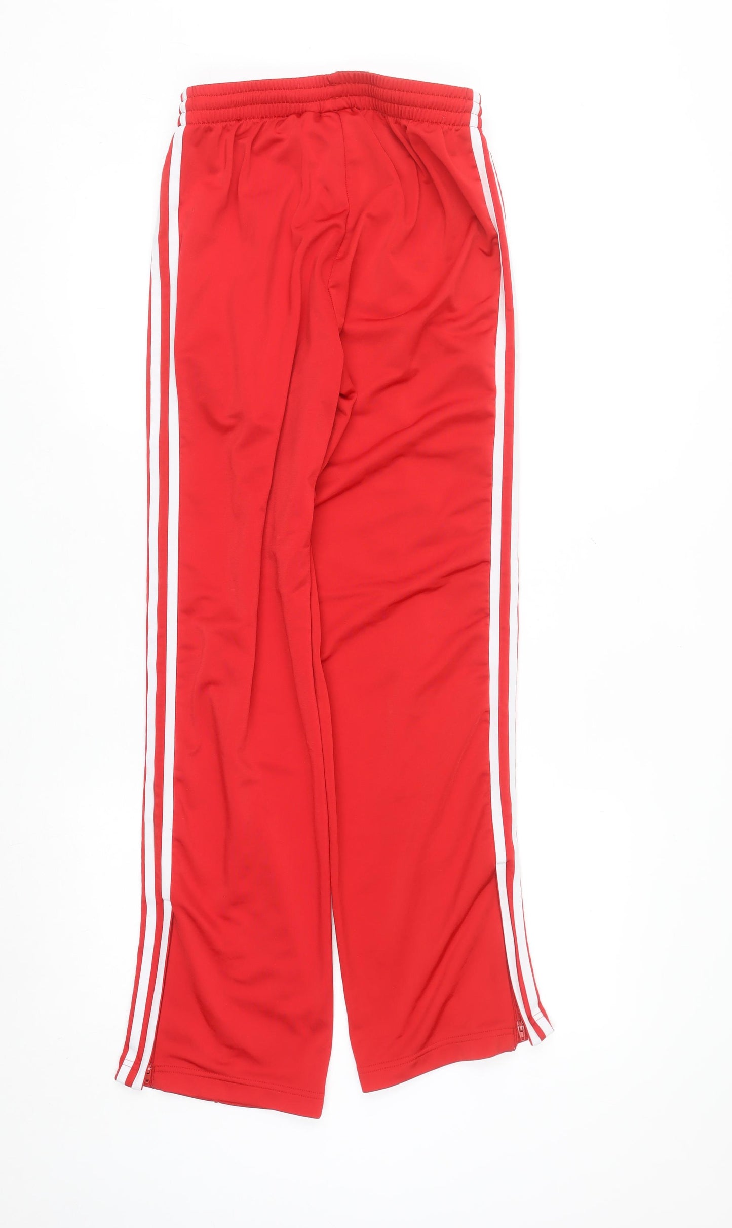 Adidas Womens Red Track Pants Size 10 Elastic Waist Zip Pocket