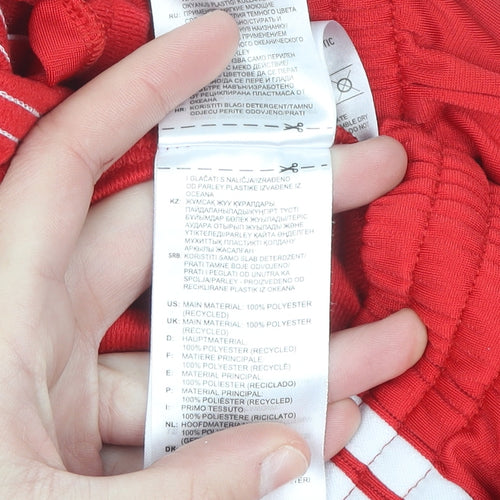 Adidas Womens Red Track Pants Size 10 Elastic Waist Zip Pocket