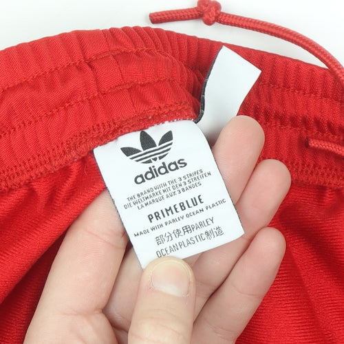 Adidas Womens Red Track Pants Size 10 Elastic Waist Zip Pocket