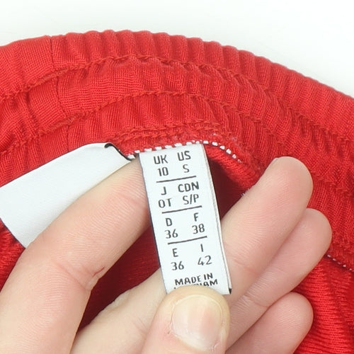 Adidas Womens Red Track Pants Size 10 Elastic Waist Zip Pocket