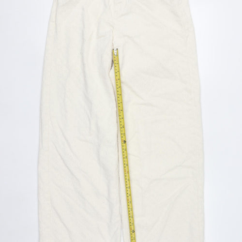 Marks and Spencer Women Ivory Wide-Leg Cotton Trousers Size 12