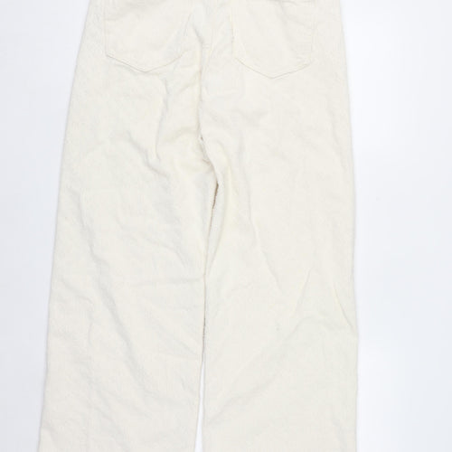 Marks and Spencer Women Ivory Wide-Leg Cotton Trousers Size 12