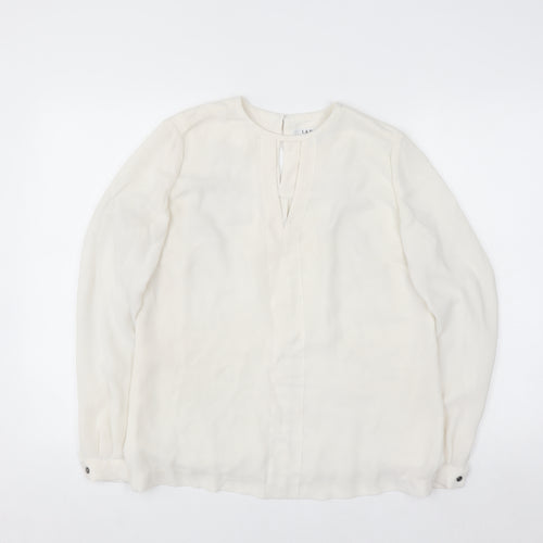 L.K. Bennett Women’s Ivory Silk Long Sleeve Blouse UK 10
