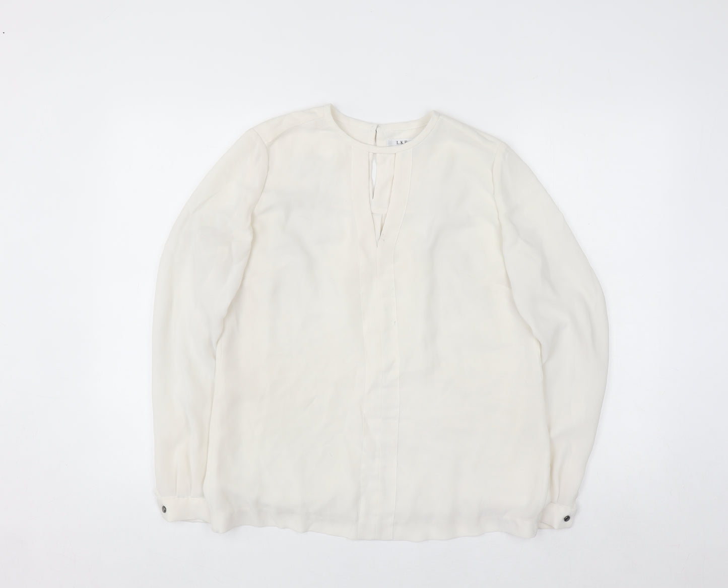 L.K. Bennett Women’s Ivory Silk Long Sleeve Blouse UK 10