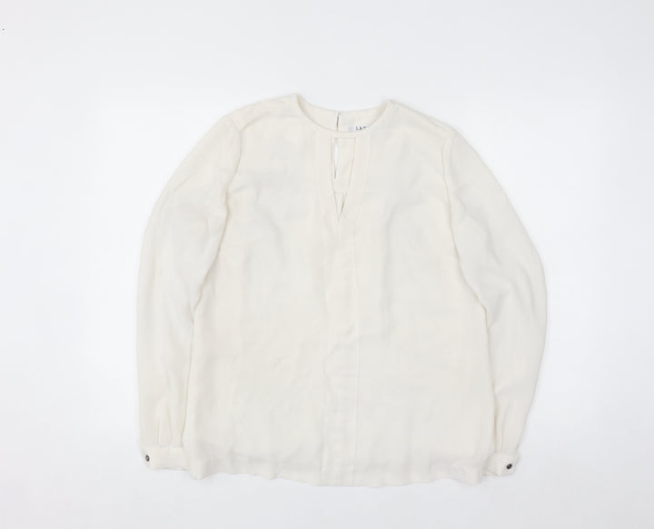 L.K. Bennett Women’s Ivory Silk Long Sleeve Blouse UK 10