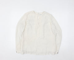 L.K. Bennett Women’s Ivory Silk Long Sleeve Blouse UK 10