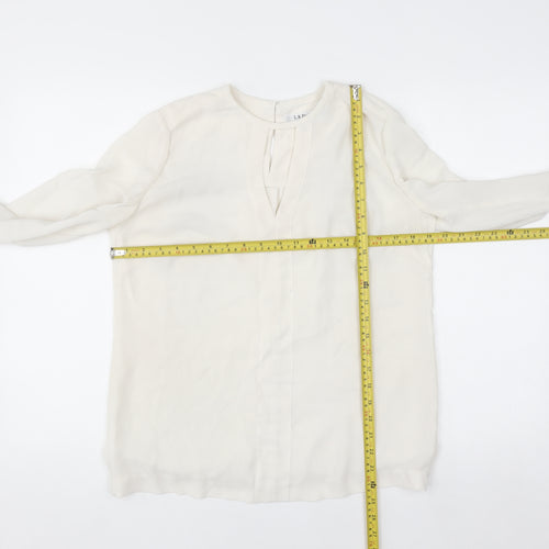L.K. Bennett Women’s Ivory Silk Long Sleeve Blouse UK 10