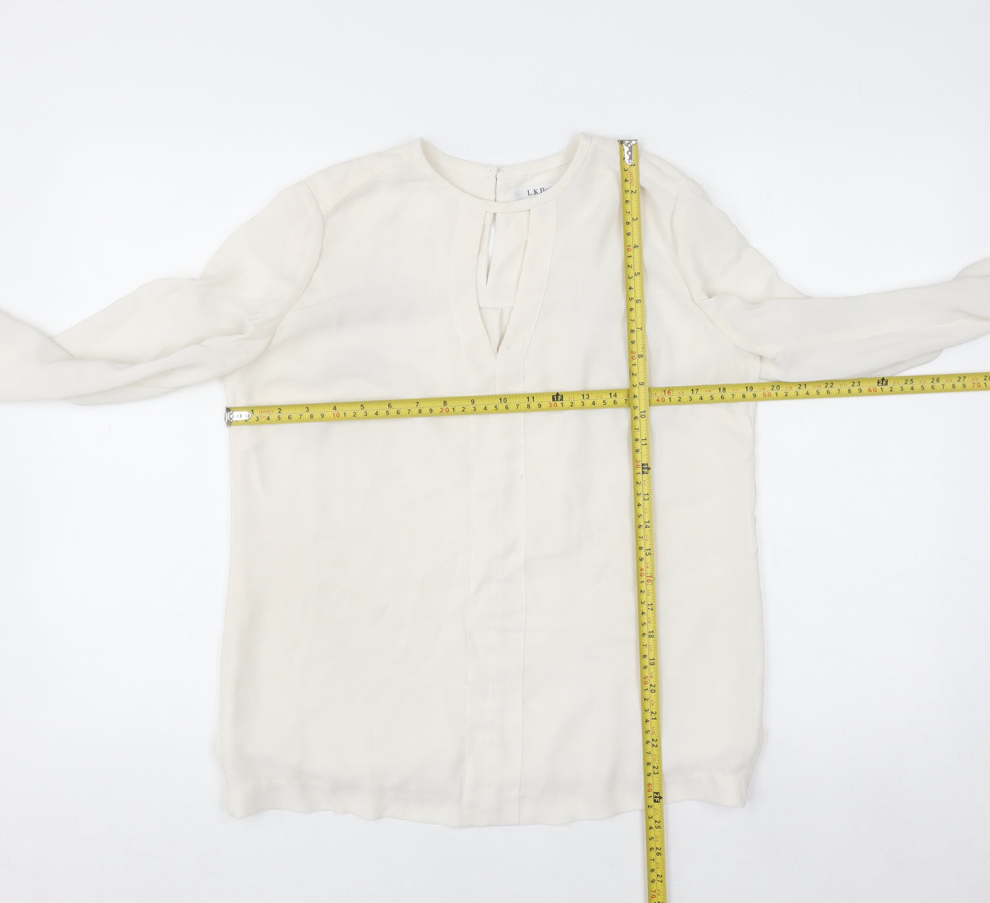 L.K. Bennett Women’s Ivory Silk Long Sleeve Blouse UK 10