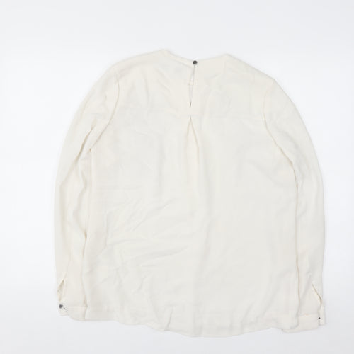L.K. Bennett Women’s Ivory Silk Long Sleeve Blouse UK 10