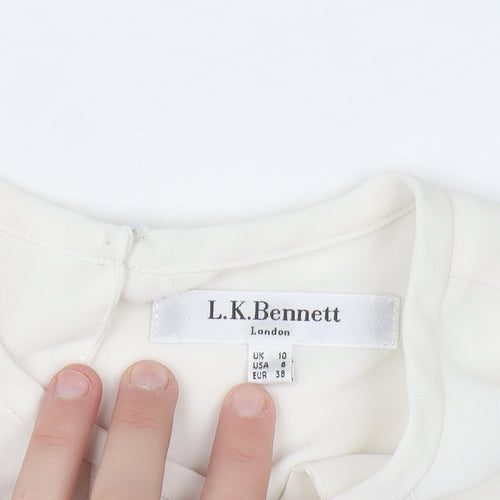 L.K. Bennett Women’s Ivory Silk Long Sleeve Blouse UK 10