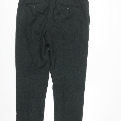 Marks and Spencer Men's Green Wool Blend Tailored Dress Trousers 36S