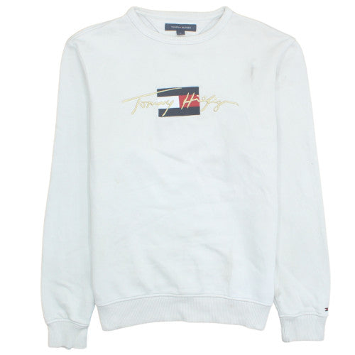 Tommy Hilfiger Men's White Logo Pullover Sweatshirt Size M