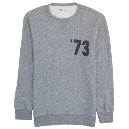 Levi's Men's Grey '73 Logo Crew Neck Pullover Sweatshirt Size M