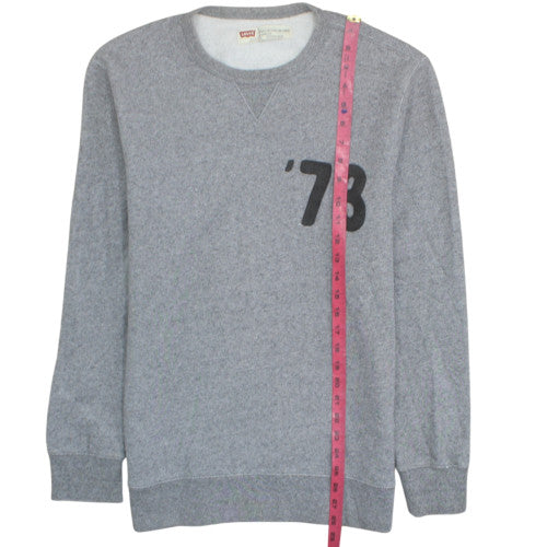 Levi's Men's Grey '73 Logo Crew Neck Pullover Sweatshirt Size M