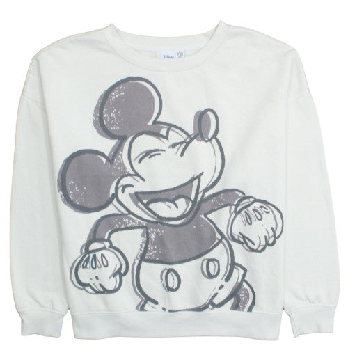 Disney Women White Mickey Mouse XL Pullover Sweatshirt