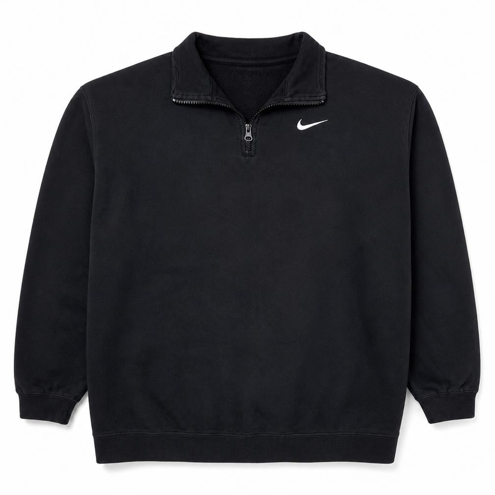 Front view of Nike Men's Black 1/4 Zip Fleece Sweatshirt M Regular Fit