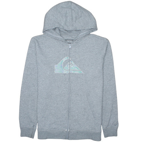 Quiksilver Womens Grey Full Zip Hoodie Size 16 with Logo Graphic