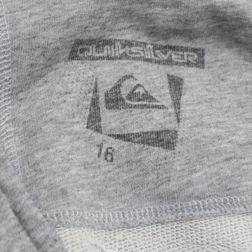 Quiksilver Womens Grey Full Zip Hoodie Size 16 with Logo Graphic
