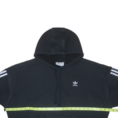 Adidas Womens Black Pullover Hoodie Size 8 Cotton Blend 3-Stripes