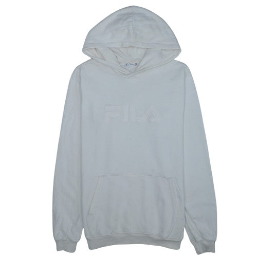 FILA Men White Pullover Hoodie Fleece Regular Fit M Sportswear