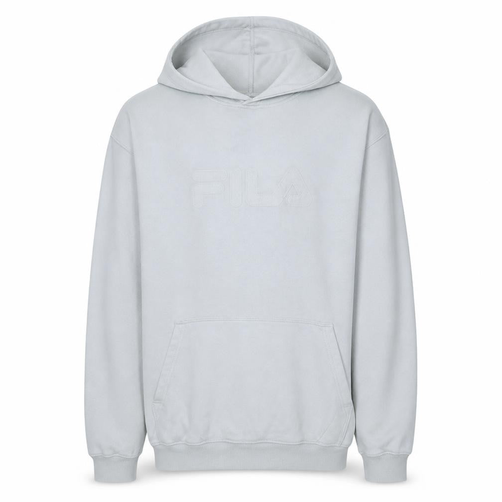 Front view of Fila Men White Pullover Hoodie Fleece Regular Fit M Sportswear