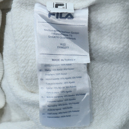 FILA Men White Pullover Hoodie Fleece Regular Fit M Sportswear