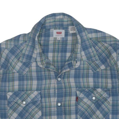 Levi's Men's Blue Plaid Cotton Western Long Sleeve Shirt M