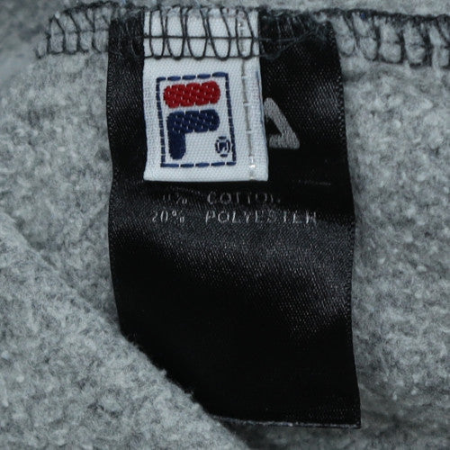 Fila Mens Black Sweatshirt M Crew Neck Pullover Logo Cotton Blend