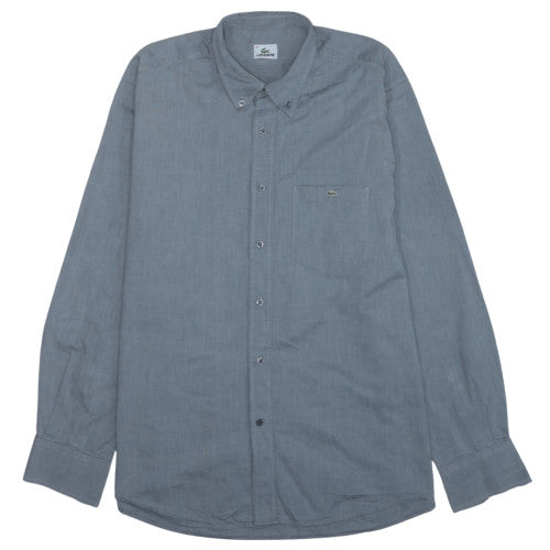 Lacoste Men's Grey Button-Down Long Sleeve Cotton Shirt Size 42