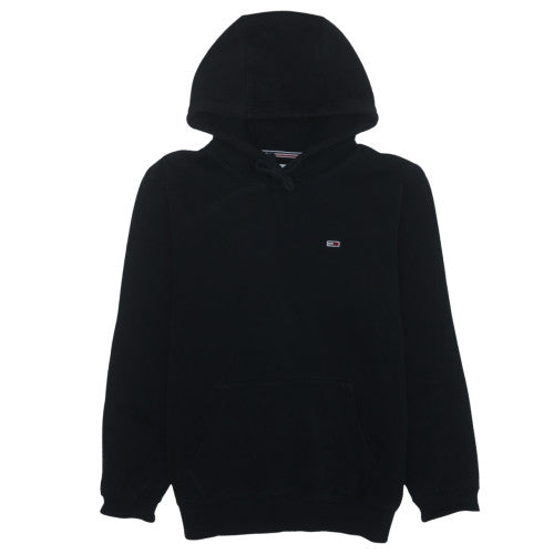 Tommy Jeans Men’s Black Pullover Hoodie Small Logo Fleece Sweatshirt
