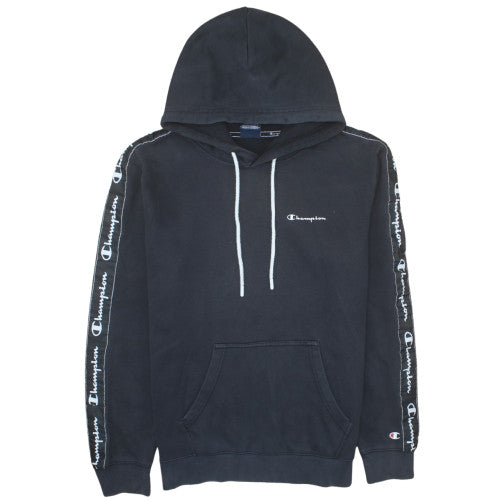 Champion Men’s Black Pullover Hoodie Medium Logo Sleeve Sportswear