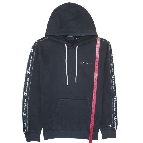 Champion Men’s Black Pullover Hoodie Medium Logo Sleeve Sportswear