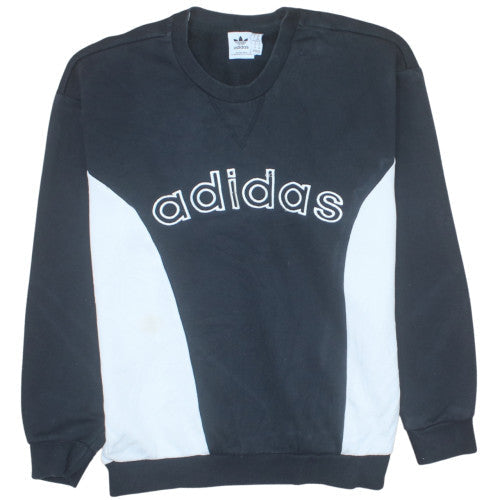 Adidas Women Black White Crew Neck Pullover Sweatshirt XS