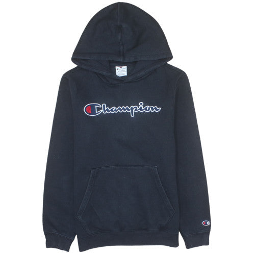 Champion Boys Black Pullover Hoodie 13-14 Years Fleece Logo Sweatshirt