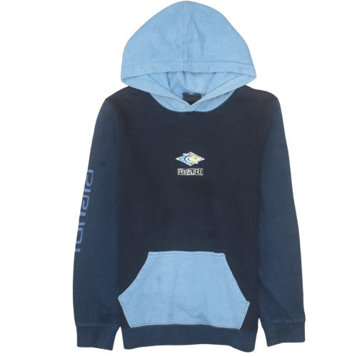 Rip Curl Teens Blue Colourblock Pullover Hoodie Size 14 L Cotton Blend