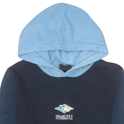 Rip Curl Teens Blue Colourblock Pullover Hoodie Size 14 L Cotton Blend