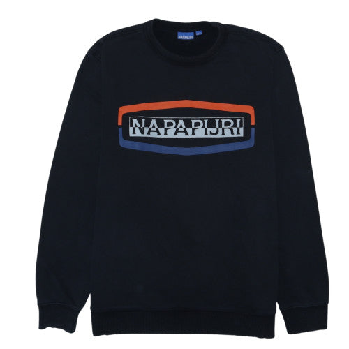 Napapijri Mens Black 2XL Pullover Sweatshirt Crew Neck Regular Fit