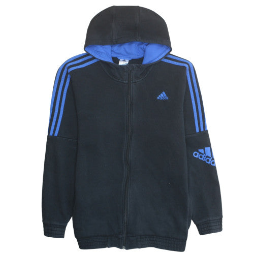 Adidas Men's Black 2XL Full Zip Fleece Hoodie with Logo