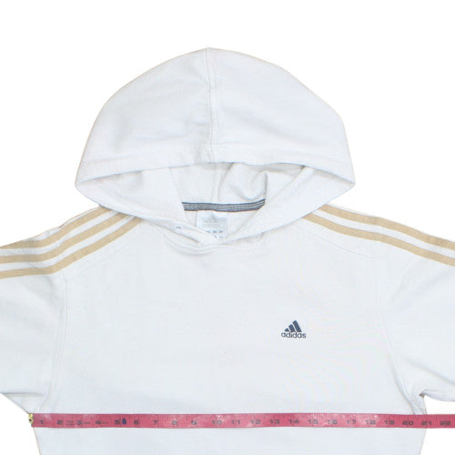 Adidas Men’s White Pullover Hoodie with Gold Stripes Size M
