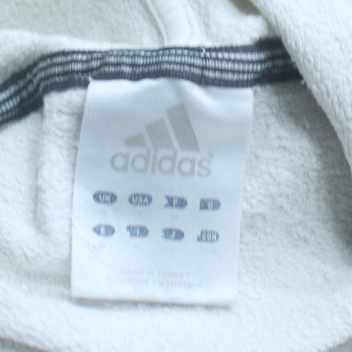 Adidas Men’s White Pullover Hoodie with Gold Stripes Size M