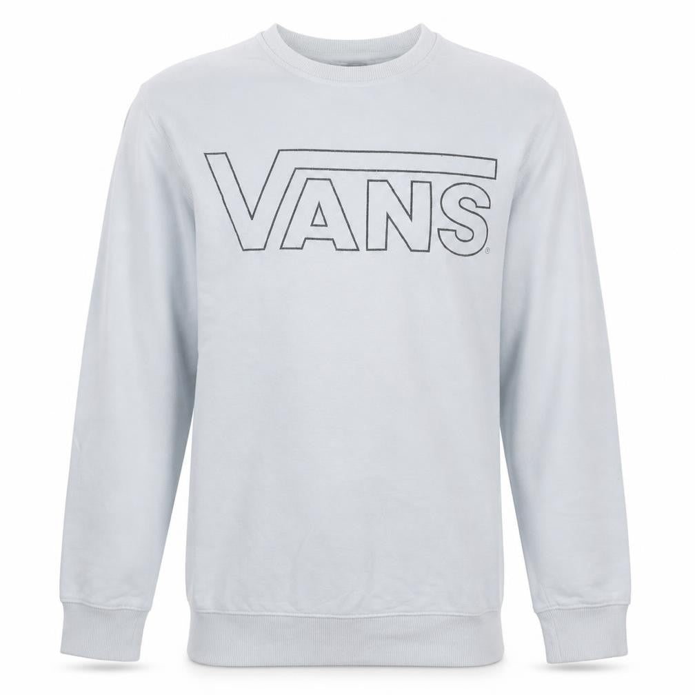 Front view of Vans Men's White Crew Neck Pullover Sweatshirt, size M