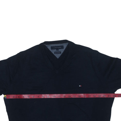 Tommy Hilfiger Men’s Black V-Neck Pullover Jumper M Cotton Cashmere
