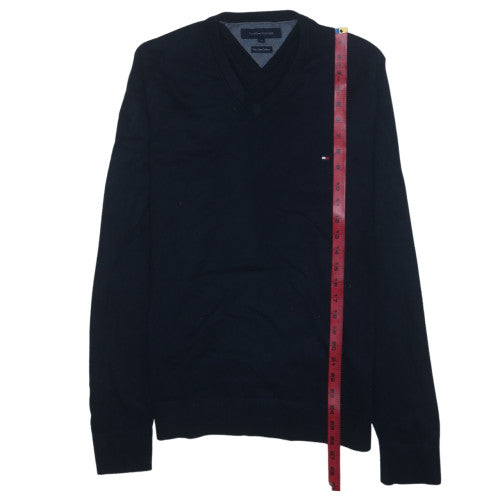Tommy Hilfiger Men’s Black V-Neck Pullover Jumper M Cotton Cashmere