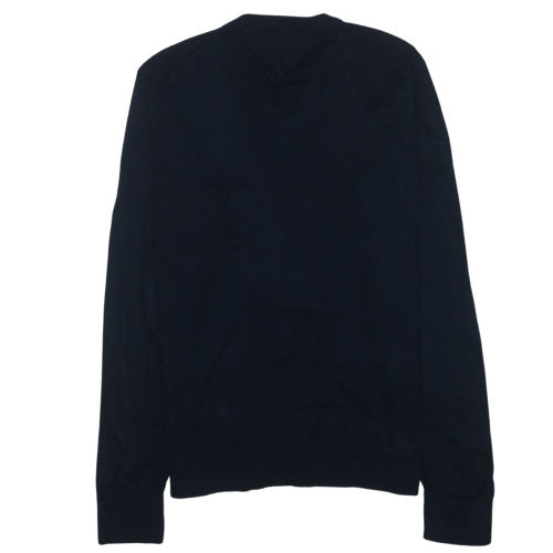 Tommy Hilfiger Men’s Black V-Neck Pullover Jumper M Cotton Cashmere