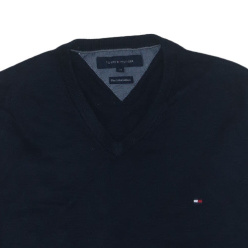 Tommy Hilfiger Men’s Black V-Neck Pullover Jumper M Cotton Cashmere