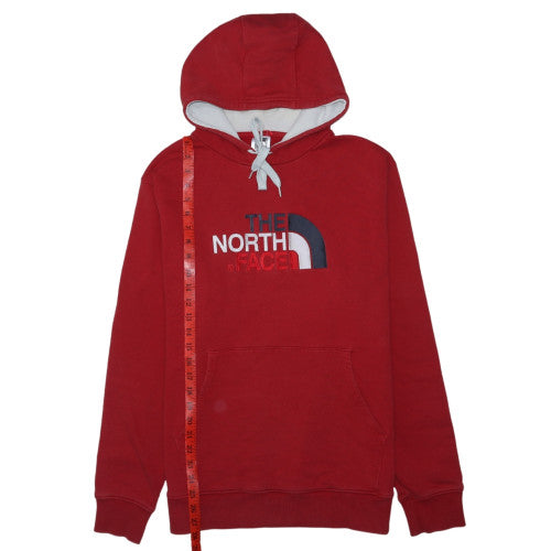 The North Face Men Red Pullover Hoodie L Logo Cotton Sweatshirt