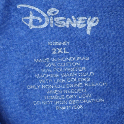 Disney Women’s Blue Stitch Graphic T-Shirt 2XL Short Sleeve Casual Top